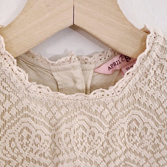 April Cornell Kids Baby Dress Lace Holiday Valentine's Cream Red - Picture 2 of 5